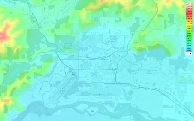 Fairbanks Topographic Map Elevation And Landscape   Fairbanks Topographic Map 624x389 