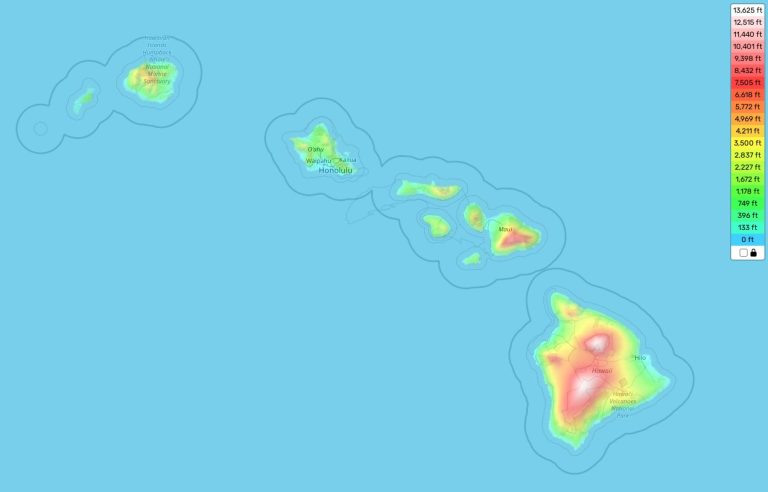 Hawaii Topographic Map Elevation And Landscape   Hawaii Topographic Map 768x492 