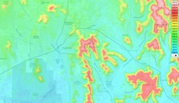 Huntsville Topographic Map, Elevation And Landscape