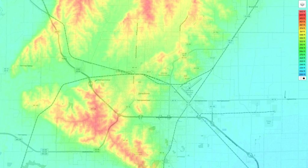 Topography Jonesboro