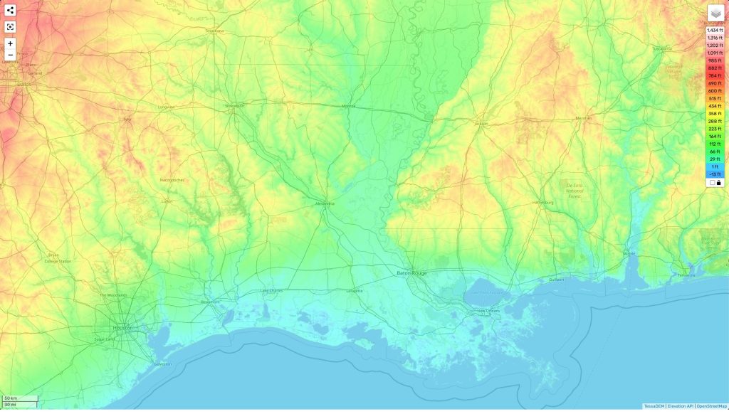 Topography Louisiana