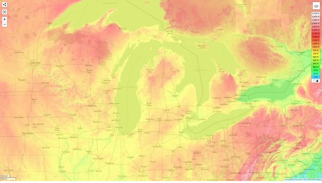 Topography Michigan