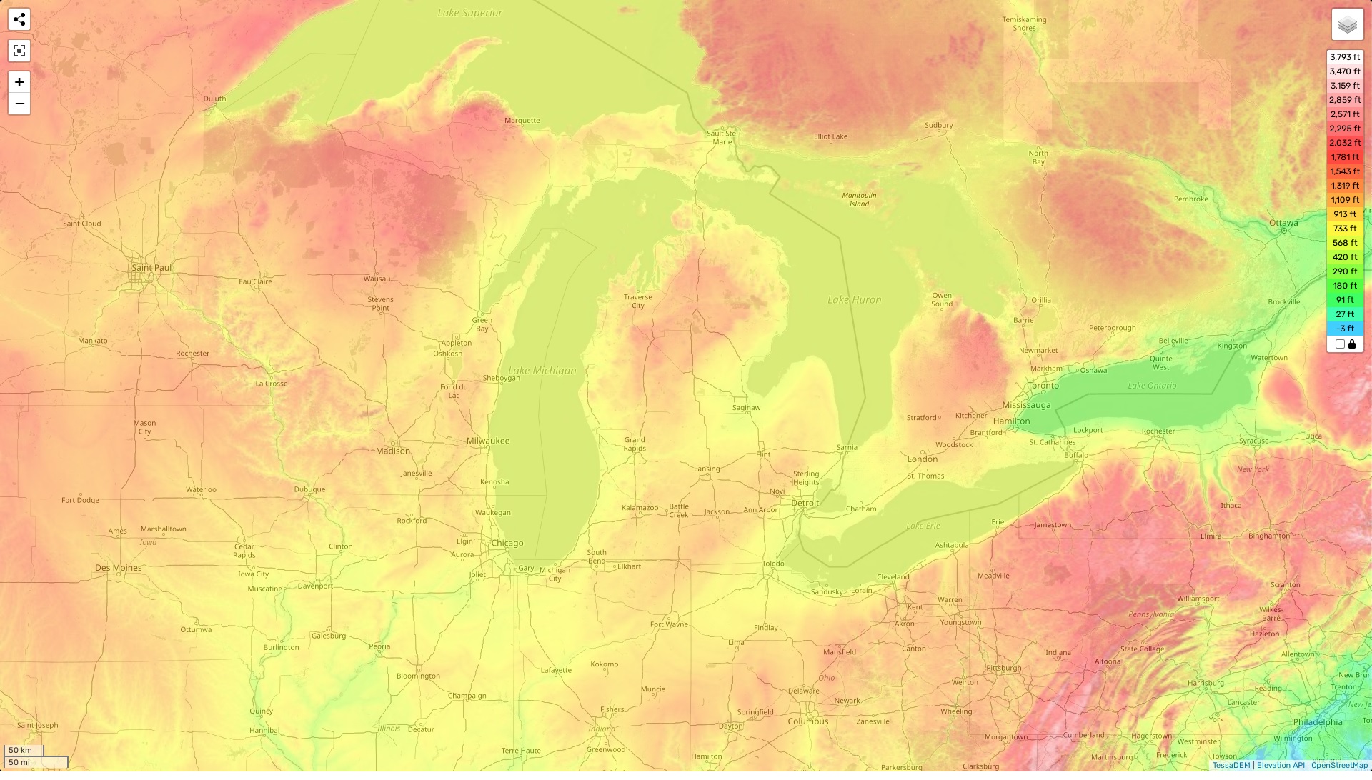 Michigan Topographic Map Elevation And Landscape   Michigan Topographic Map 