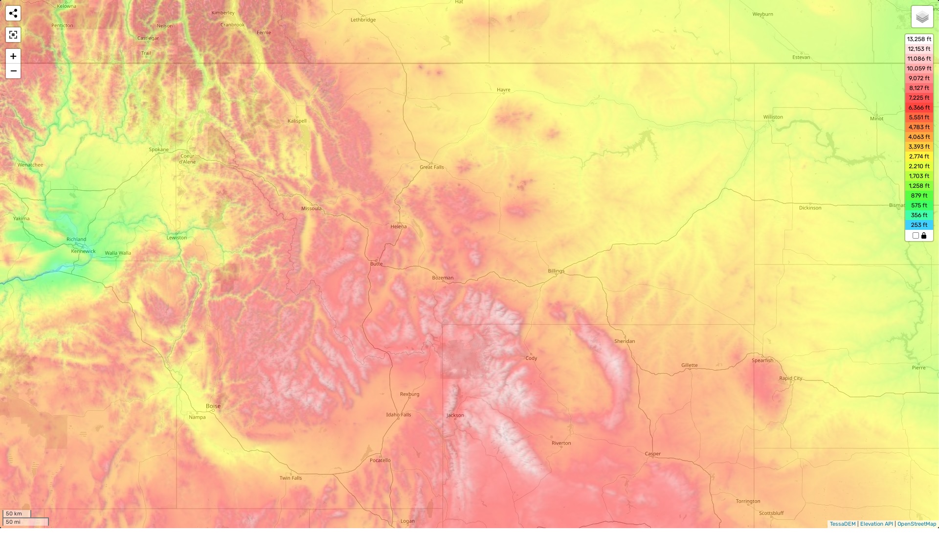 Montana topographic map, elevation and landscape