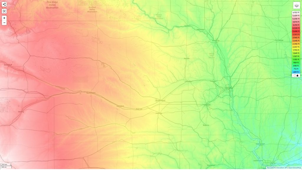 Topography Nebraska