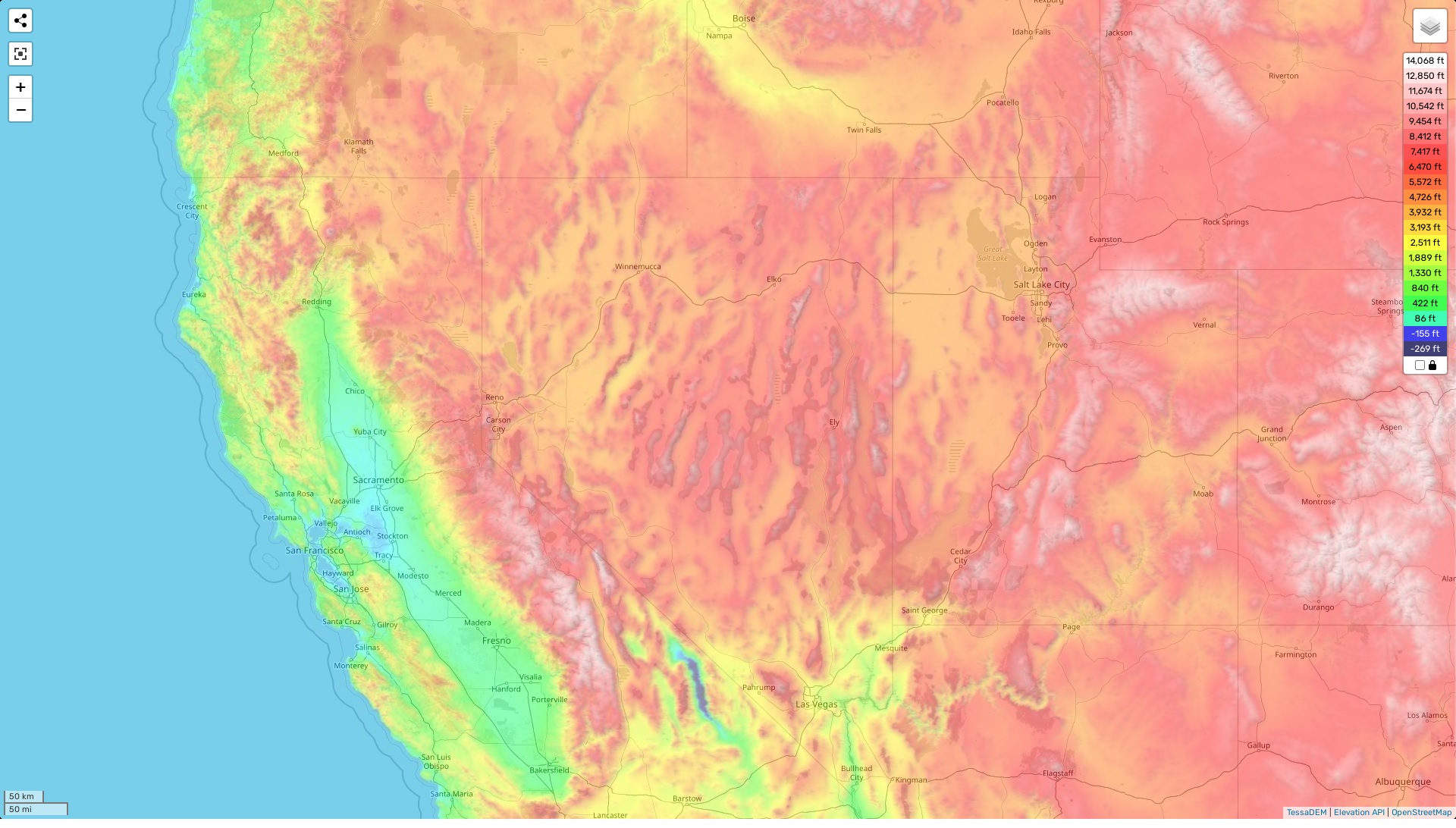 Nevada topographic map, elevation and landscape