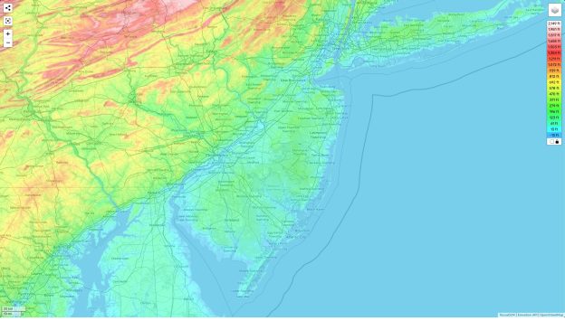 New Jersey topographic map, elevation and landscape